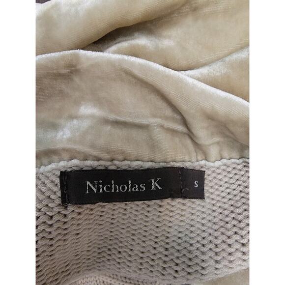 Nicholas K Long Cardigan Sweater S Button/zipper 100% Merino Knit Tan Unique - Picture 10 of 11